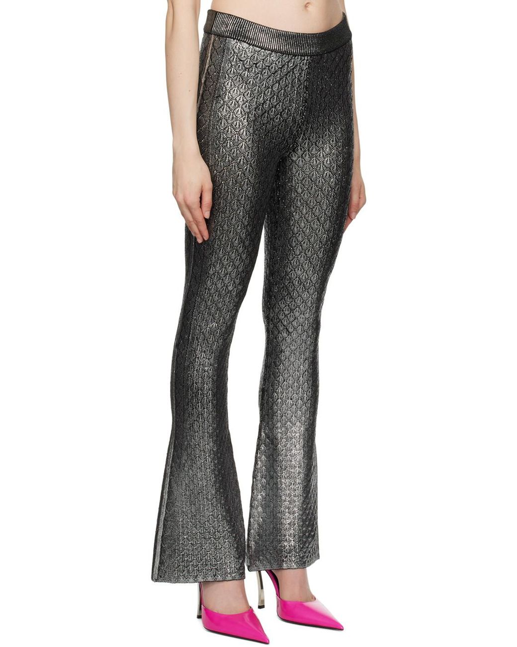 Rabanne Gray All-Over Patterned Flared Trousers