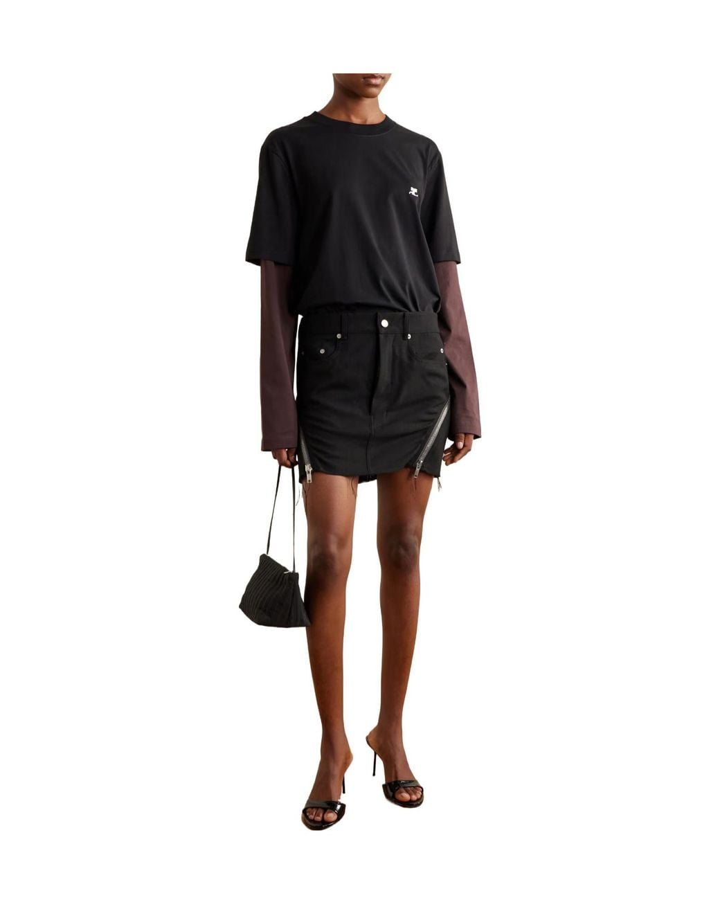 Courreges Black Logo-Embroidered Cotton-Jersey T-Shirt