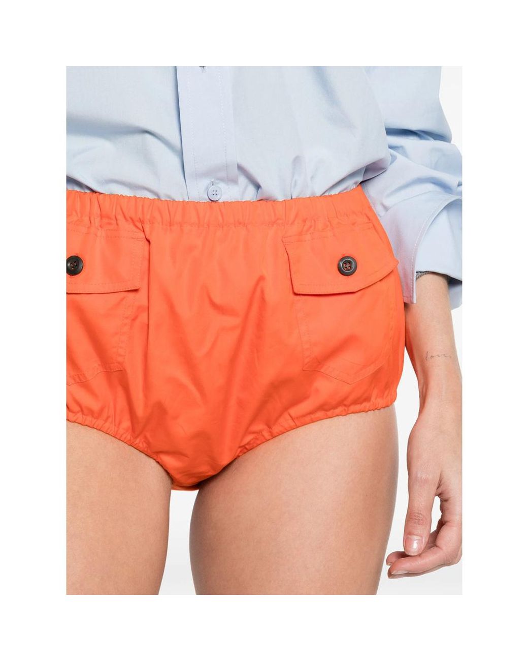 Prada Orange Popline Pocket Shorts for men