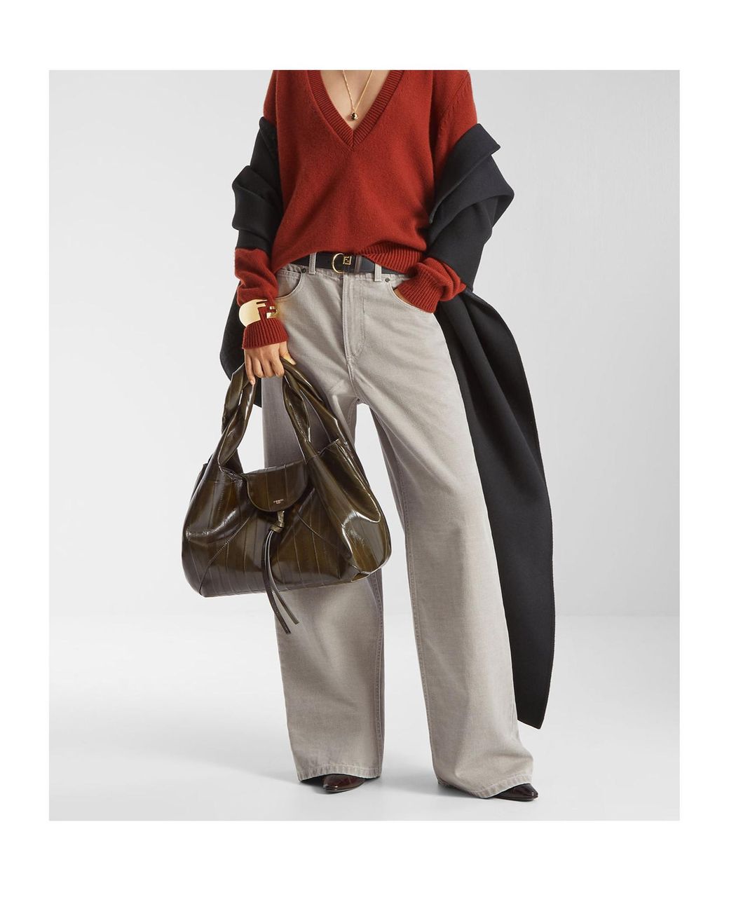 Fendi Black Enveloping Short Cloak