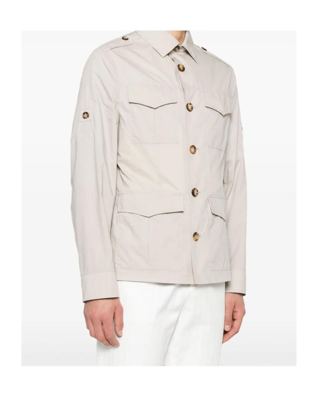 Brunello Cucinelli White Multi-Pocket Jacket for men