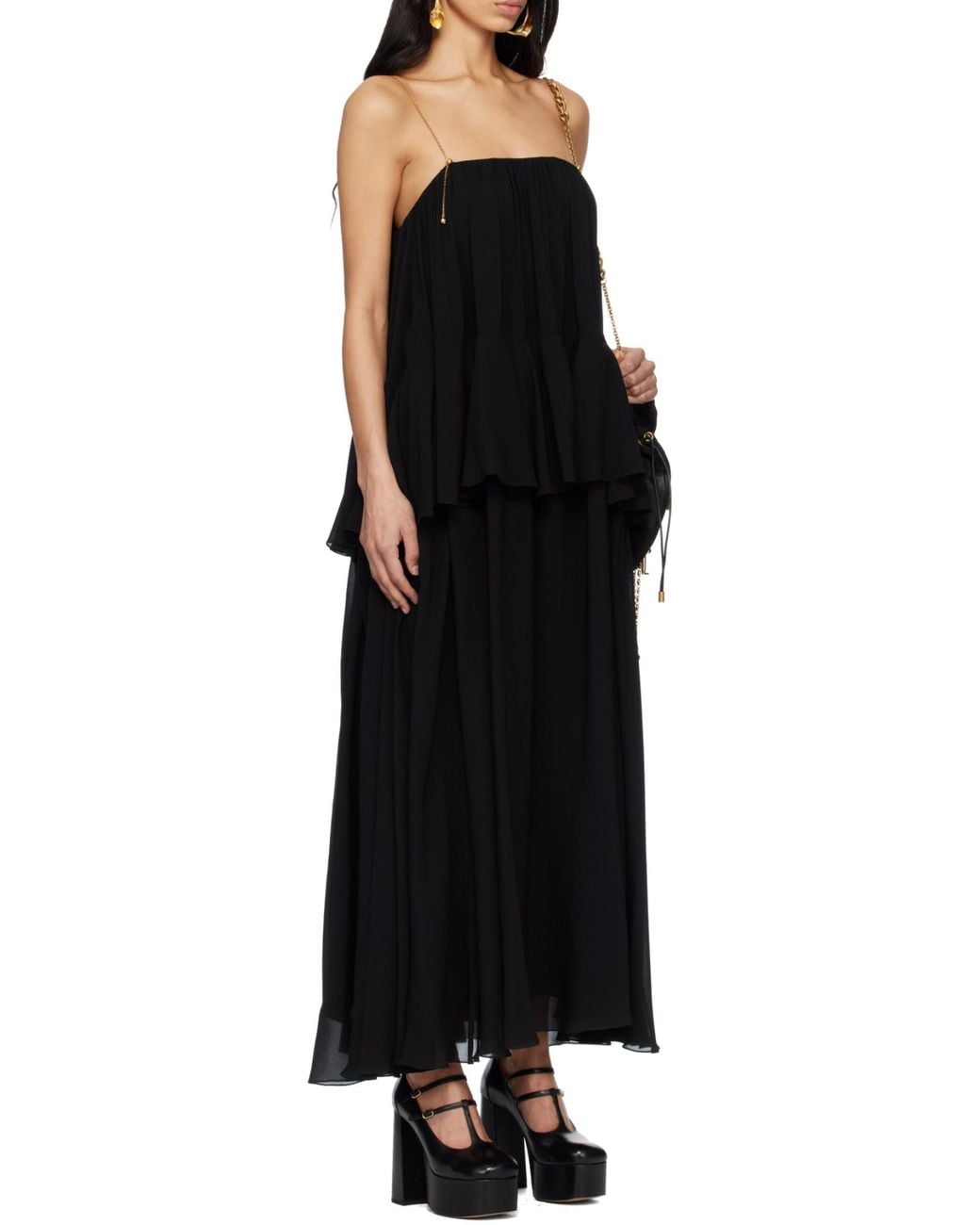 Chloé Black Chloé Sleeveless Layered Long Dress