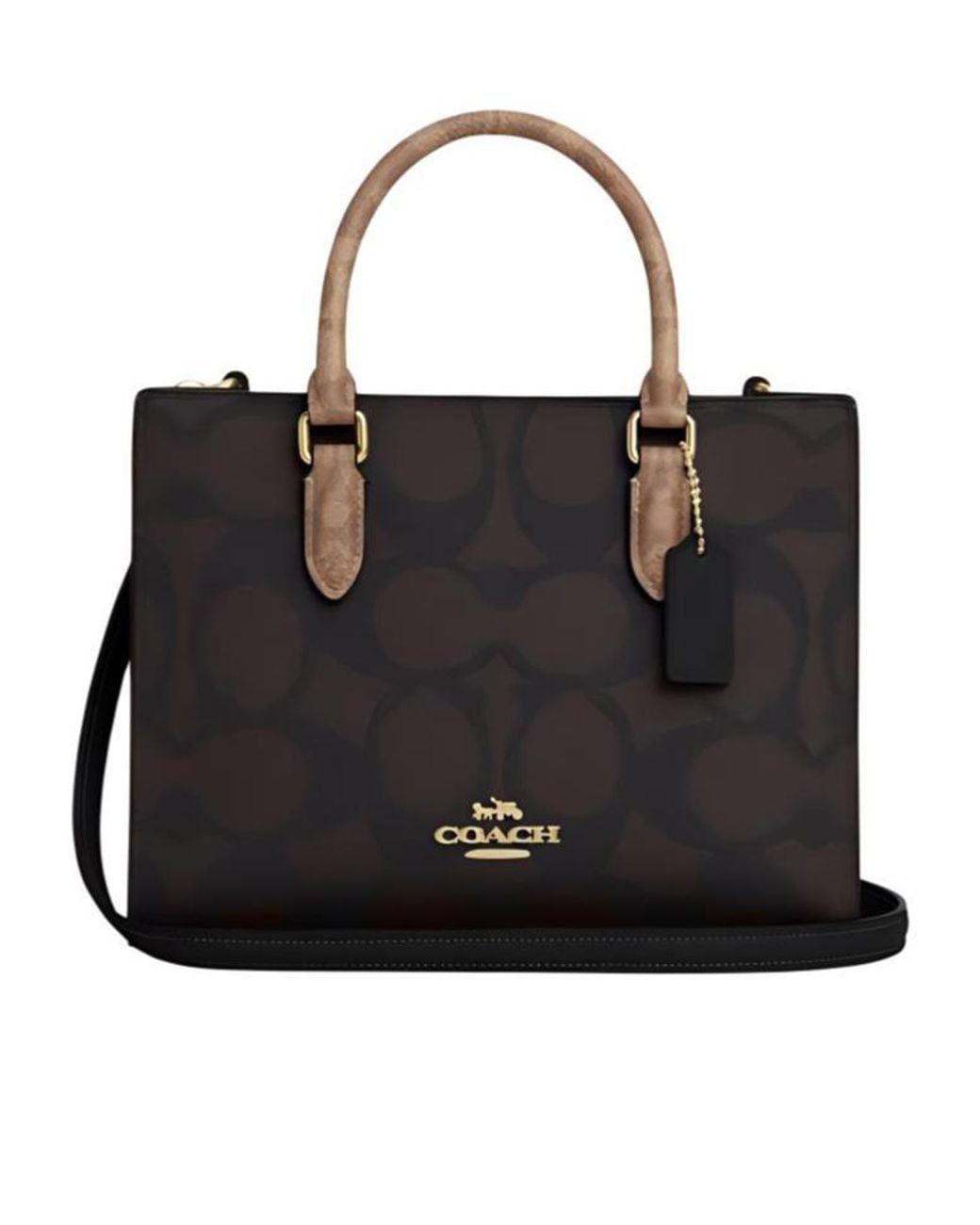 COACH Black Small Maggie Signature Strap Tote Bag