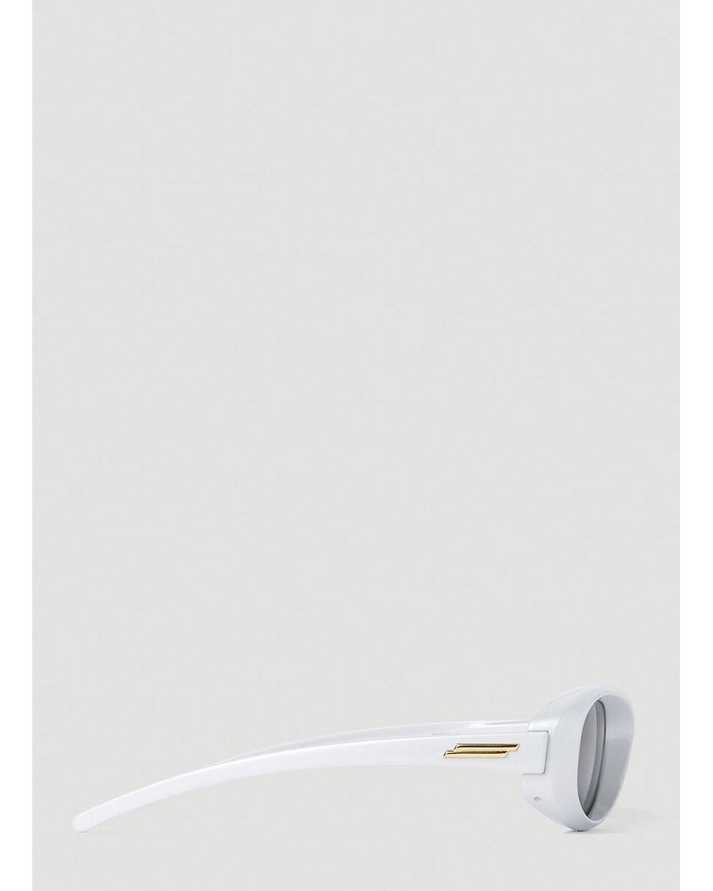 Bottega Veneta White Eyewear Oval Frame Sunglasses