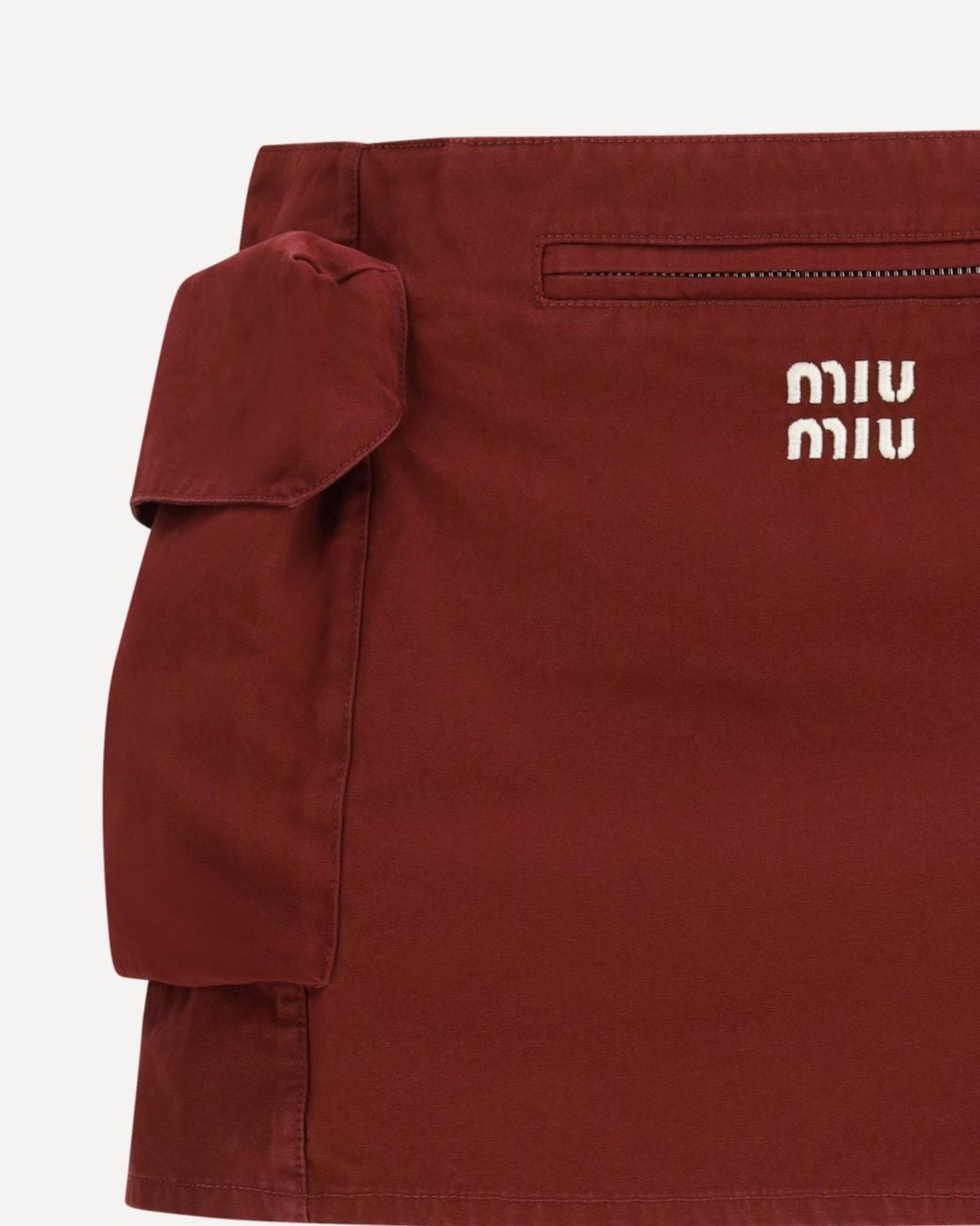 Miu Miu Red Washed Poplin Mini Skirt