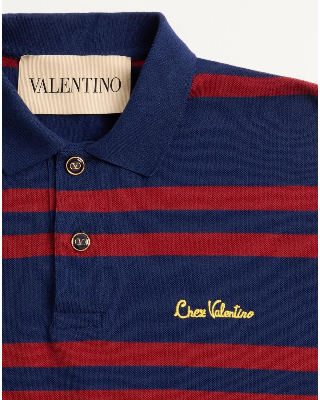 Valentino Blue Striped Polo Shirt for men