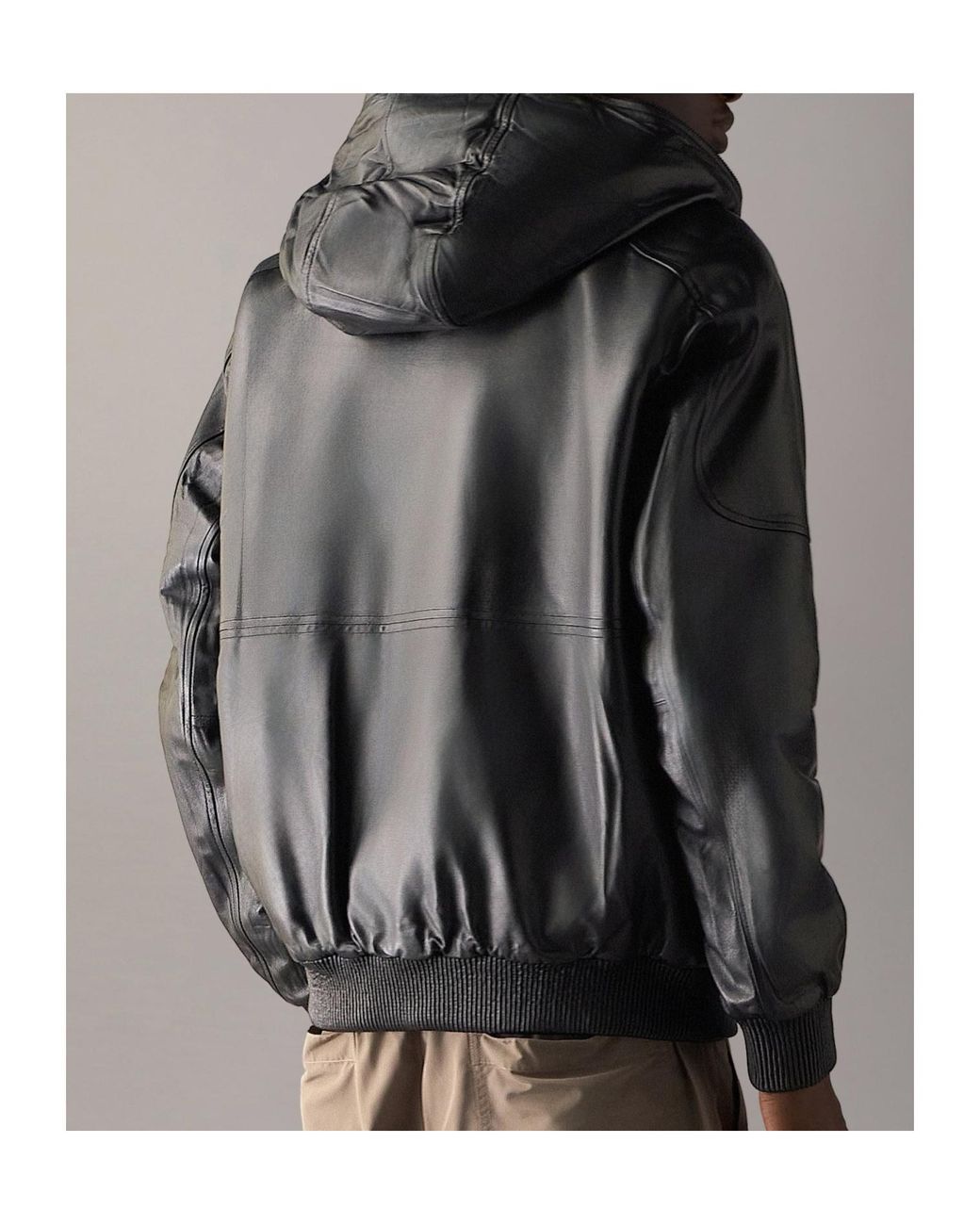 Moose Knuckles Black Neo Bunny Leather Jacket for men