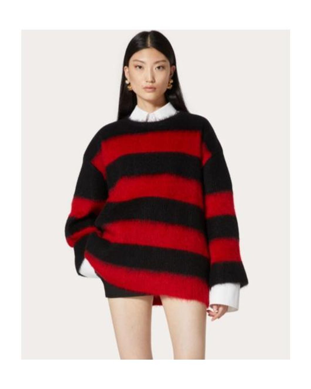 Valentino Red Striped Crewneck Jumper