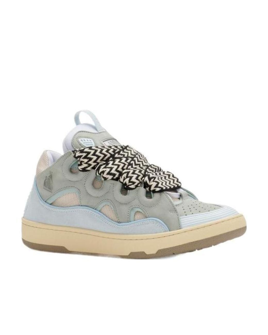 Lanvin White Round-Toe Lace-Up Sneakers