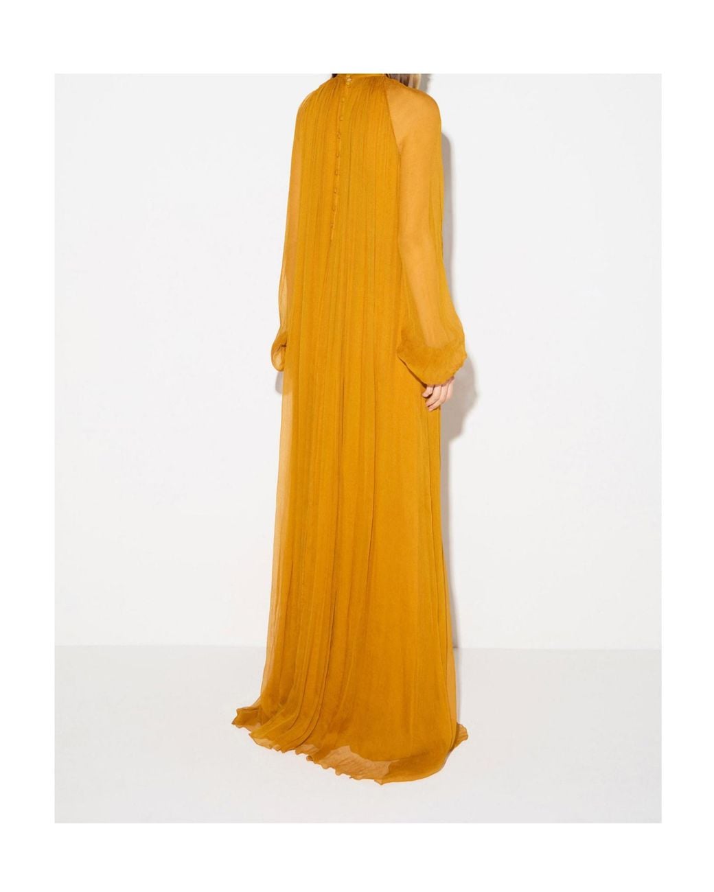 Elisabetta Franchi Orange Pleated Maxi Dress