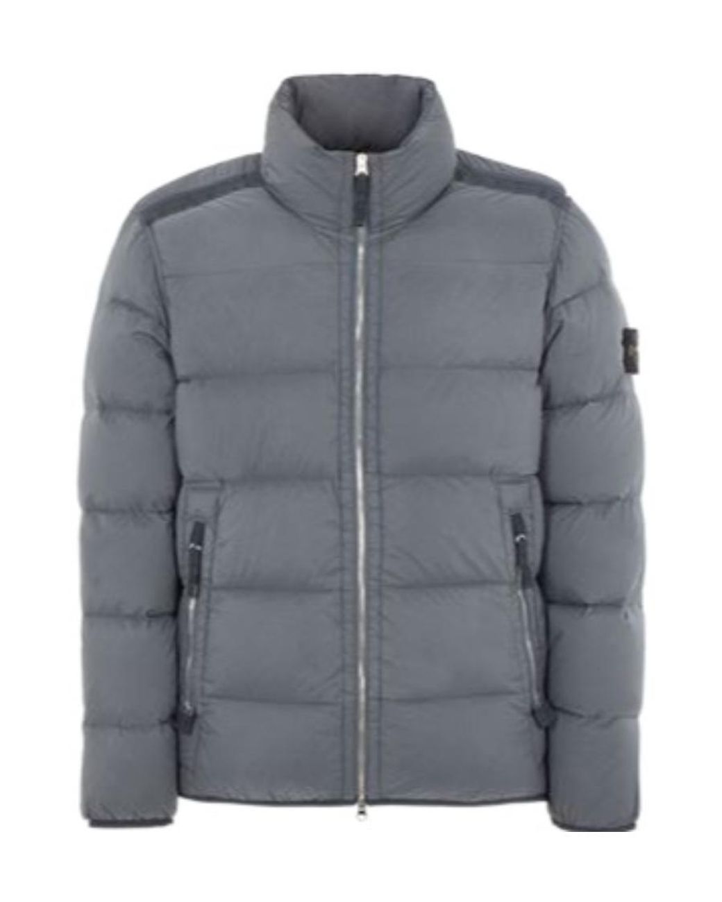 Stone Island Gray Compass-Patch Padded Down Jacket for men