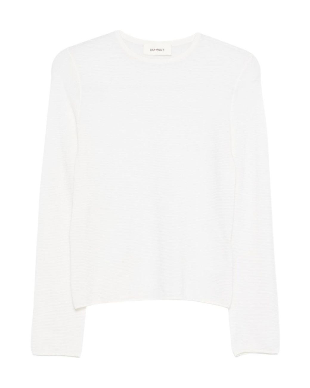 Lisa Yang White Georgie Long-Sleeve Crew-Neck Top