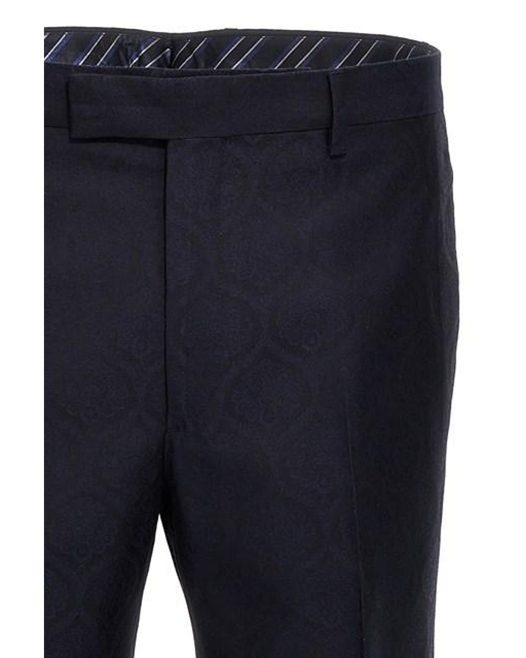 Etro Blue Patterned Pleat Front Trousers for men