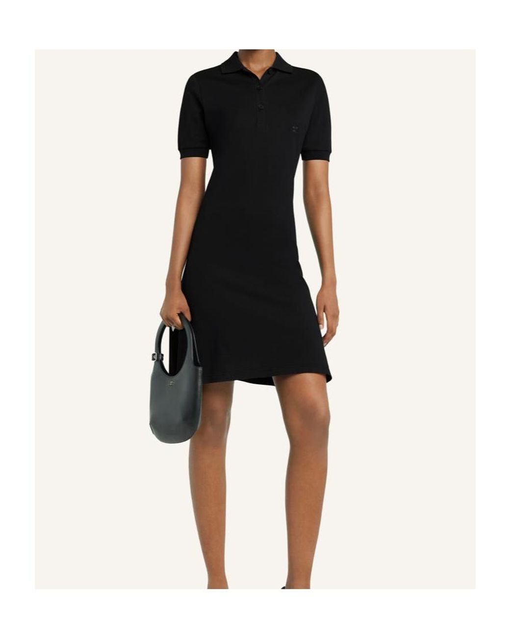 Courreges Black Courrèges Short-Sleeved Polo Mini Dress