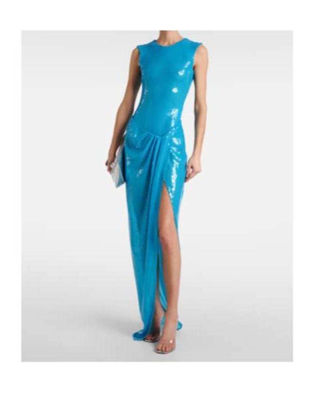 Alex Perry Blue Asymmetric Sequined Gown