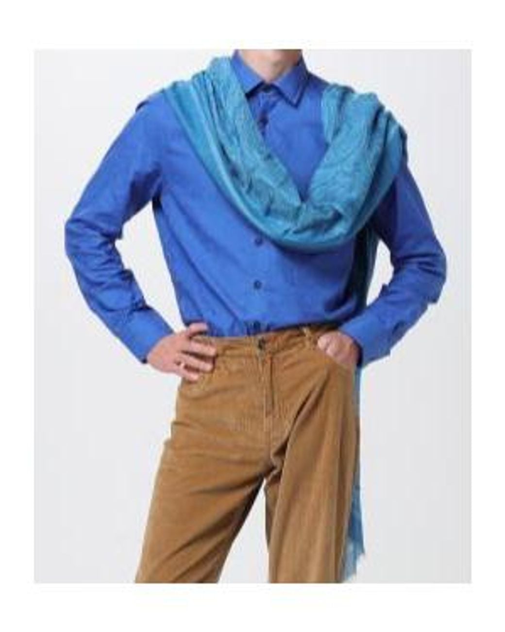 Etro Blue Paisley Cashmere-Blend Scarf for men