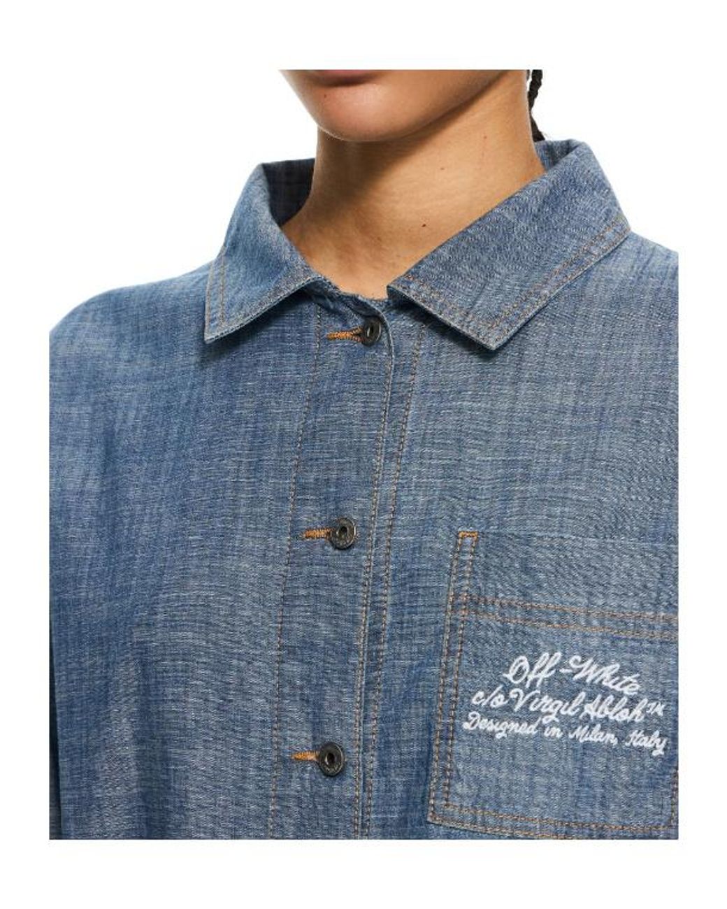 Off-White c/o Virgil Abloh Blue Chambray Denim Pyjama Shirt
