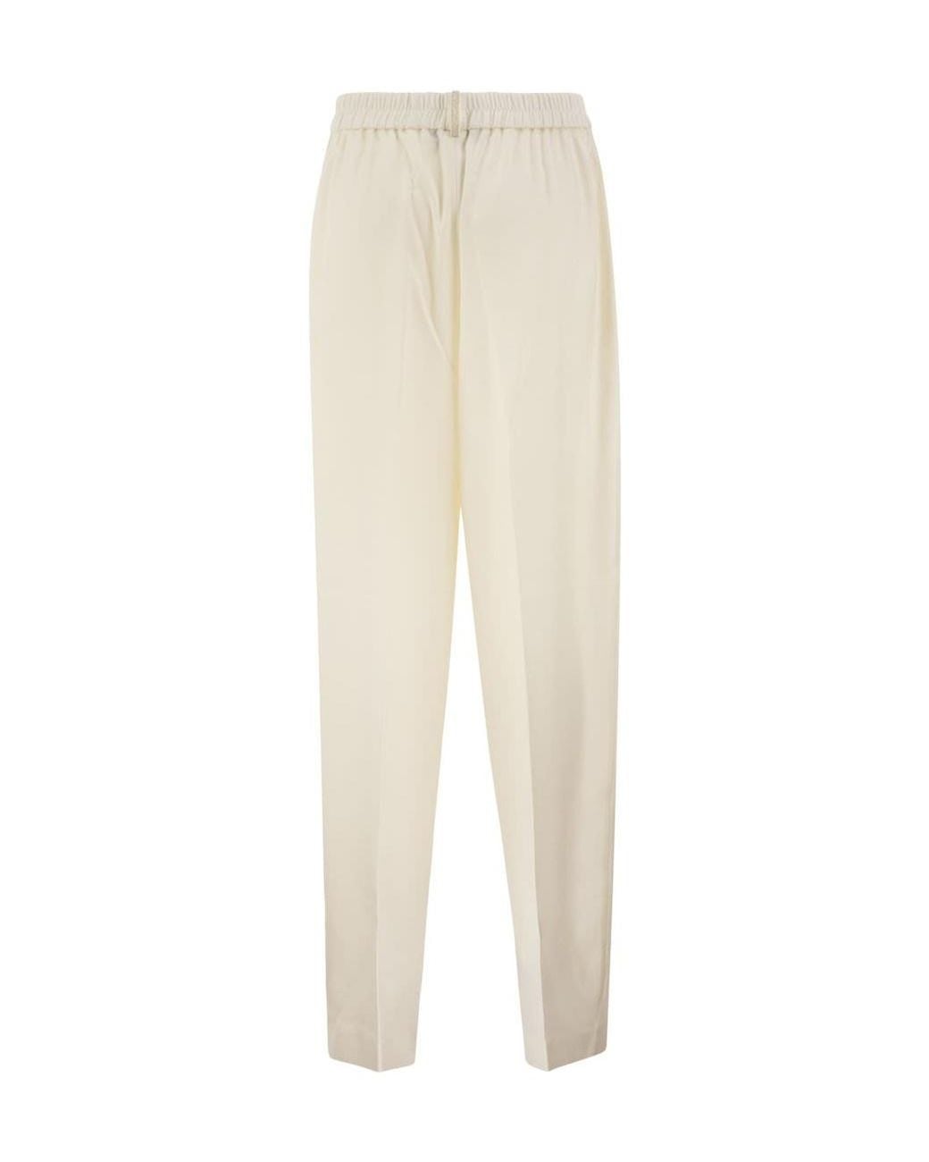 Fabiana Filippi White Tapered-Leg Elasticated-Waist Trousers