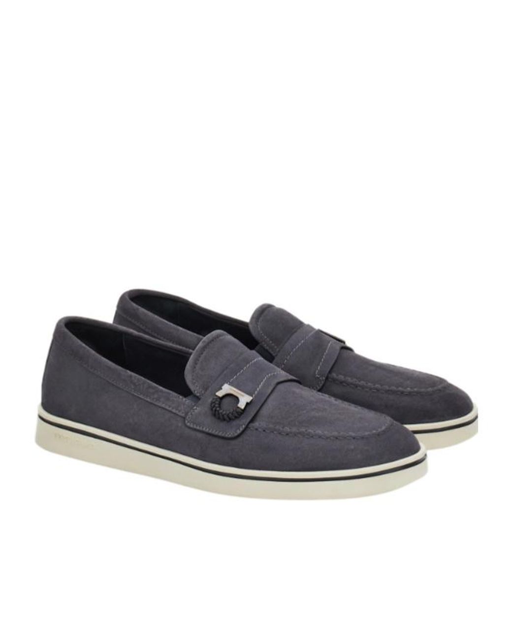 Ferragamo Blue Boat Shoe Loafer With Gancini Detail for men