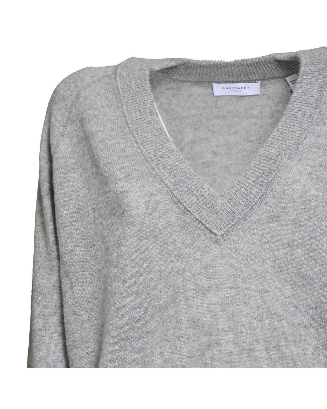 Equipment Gray V-Neck Knitted Jumper