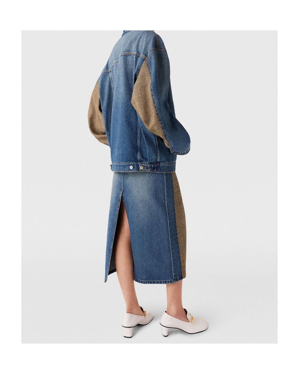 Stella McCartney Blue Tweed Panelled Denim Jacket