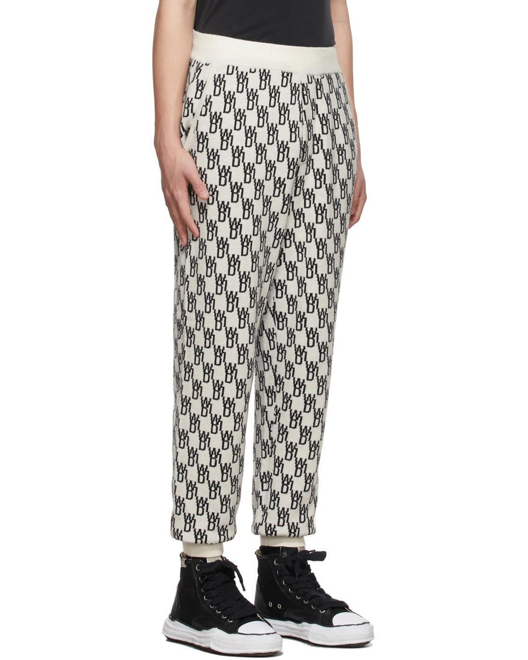 we11done Multicolor Monogram Intarsia-Knit Track Pants