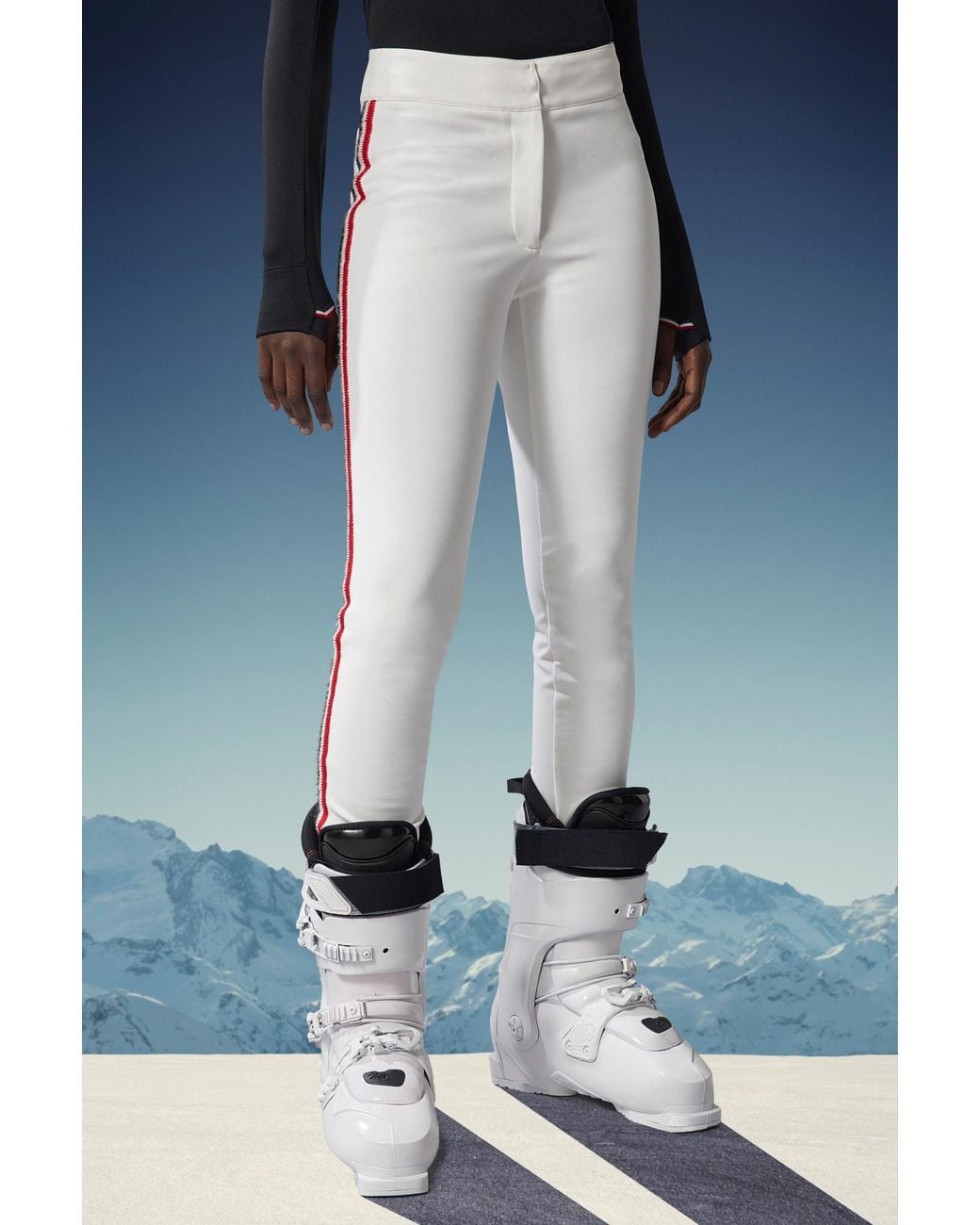 Moncler Natural Grenoble Side Embroidered High-Waisted Pants
