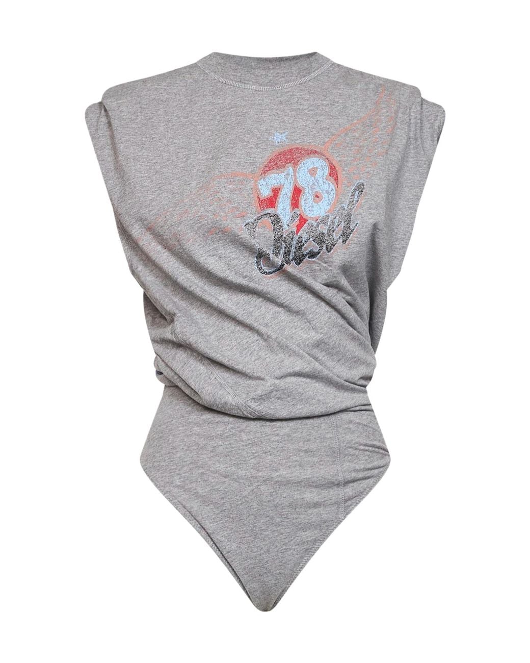 DIESEL Gray Graphic-Print Bodysuit