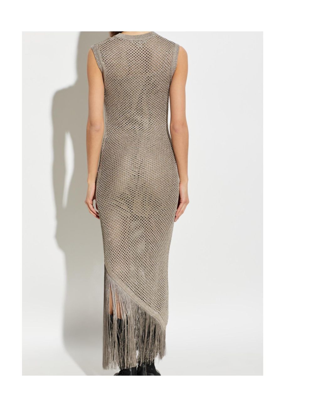 AllSaints Natural Jessie Fringed Knitted Dress