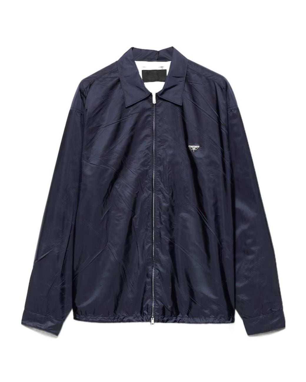 Prada Blue Logo Plaque Zip-Up Jacket for men