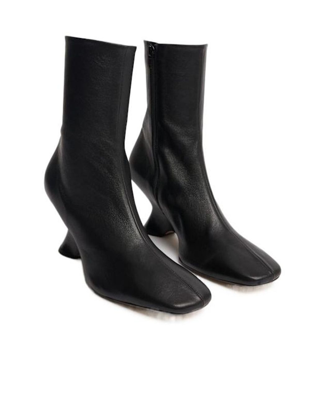 Dries Van Noten Black 65Mm Heeled Leather Ankle Boots