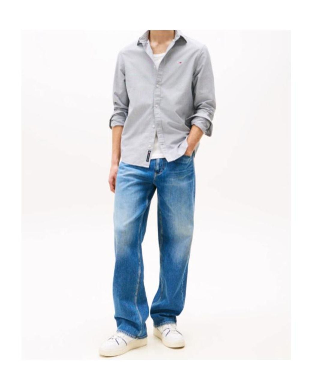 Tommy Hilfiger Blue Logo-Embroidered Shirt for men