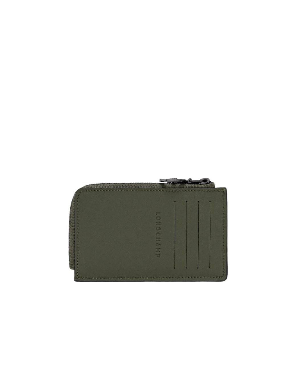 Longchamp Green Embossed Leather Cardholder