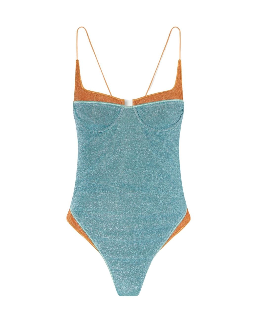 Oseree Blue Metallic Balconette Swimsuit