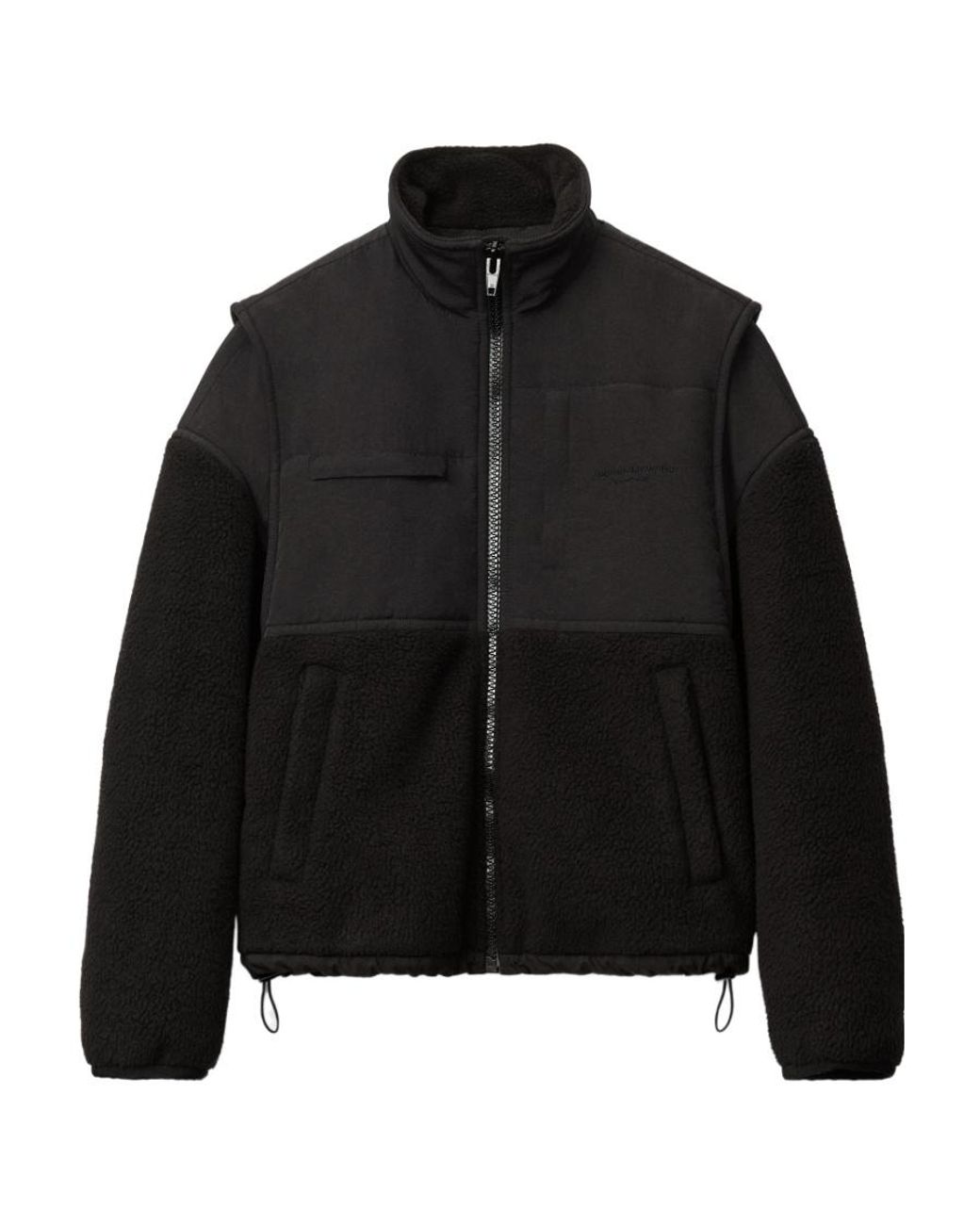 Alexander Wang Black Panelled Zip Fleece Jacket