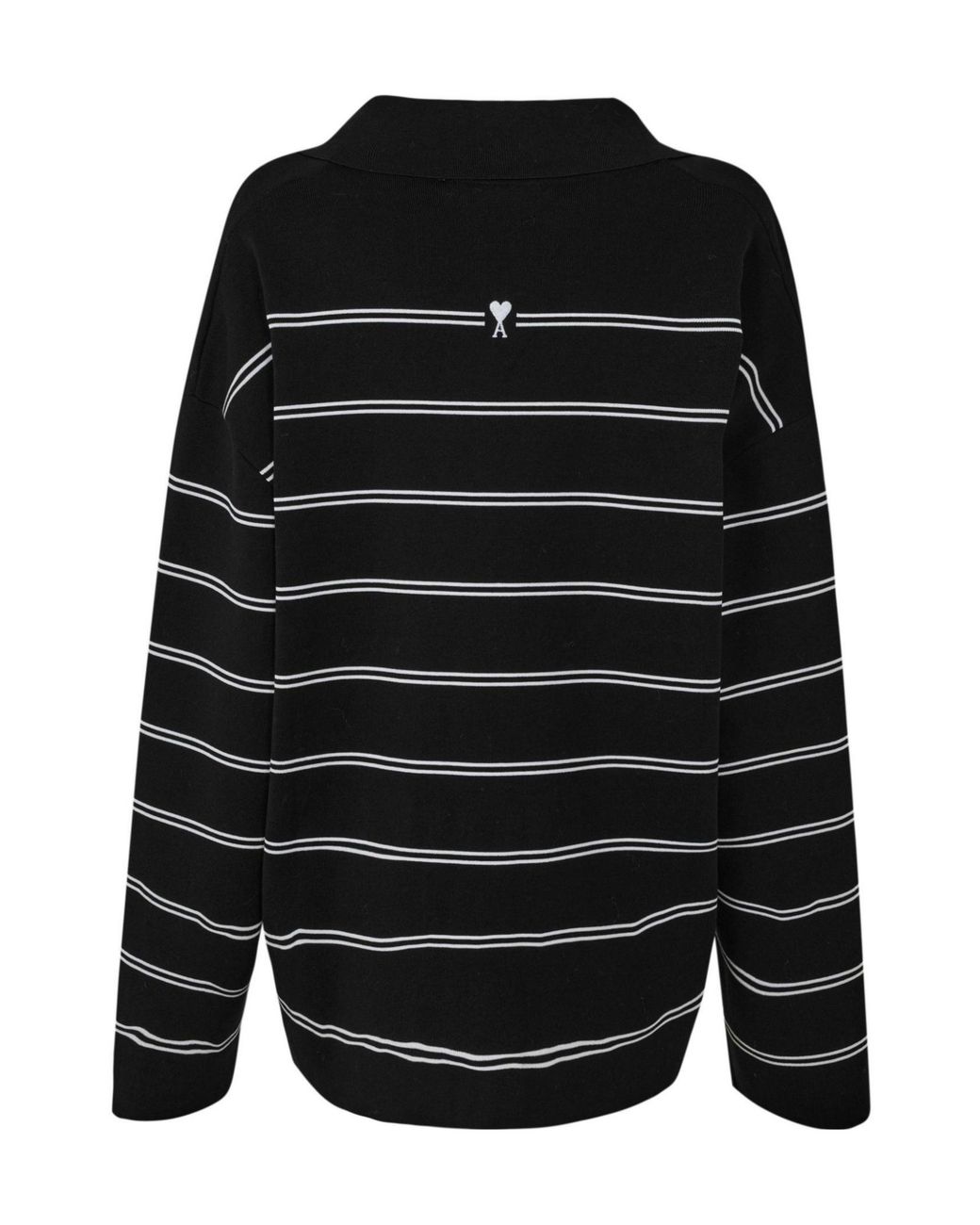 AMI Black Striped Longsleeve Lapel Top