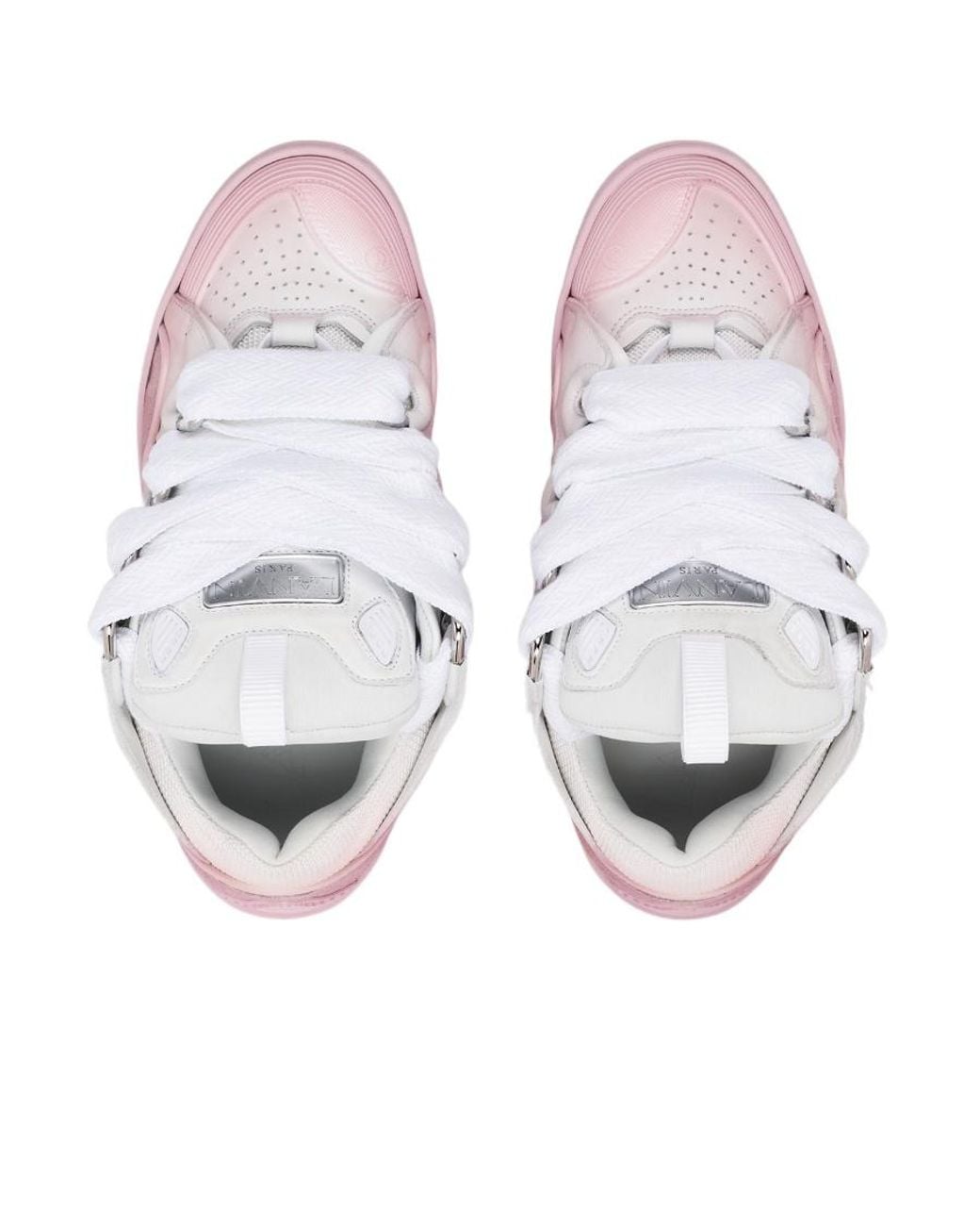 Lanvin Pink Curb Lace-Up Panelled Sneakers