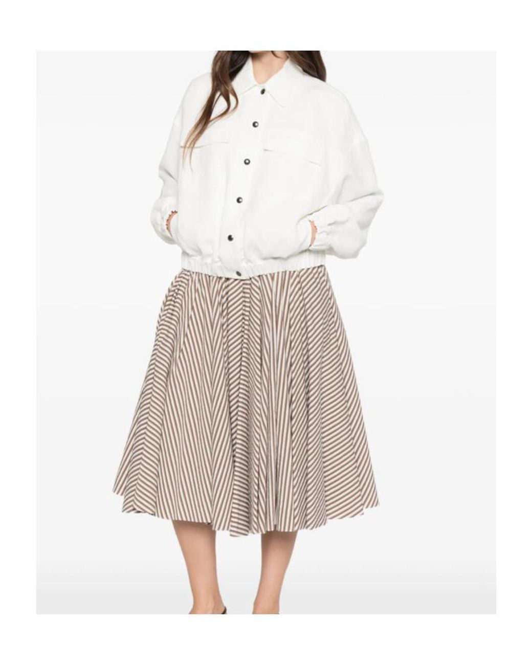 Brunello Cucinelli White Long-Sleeve Casual Jacket