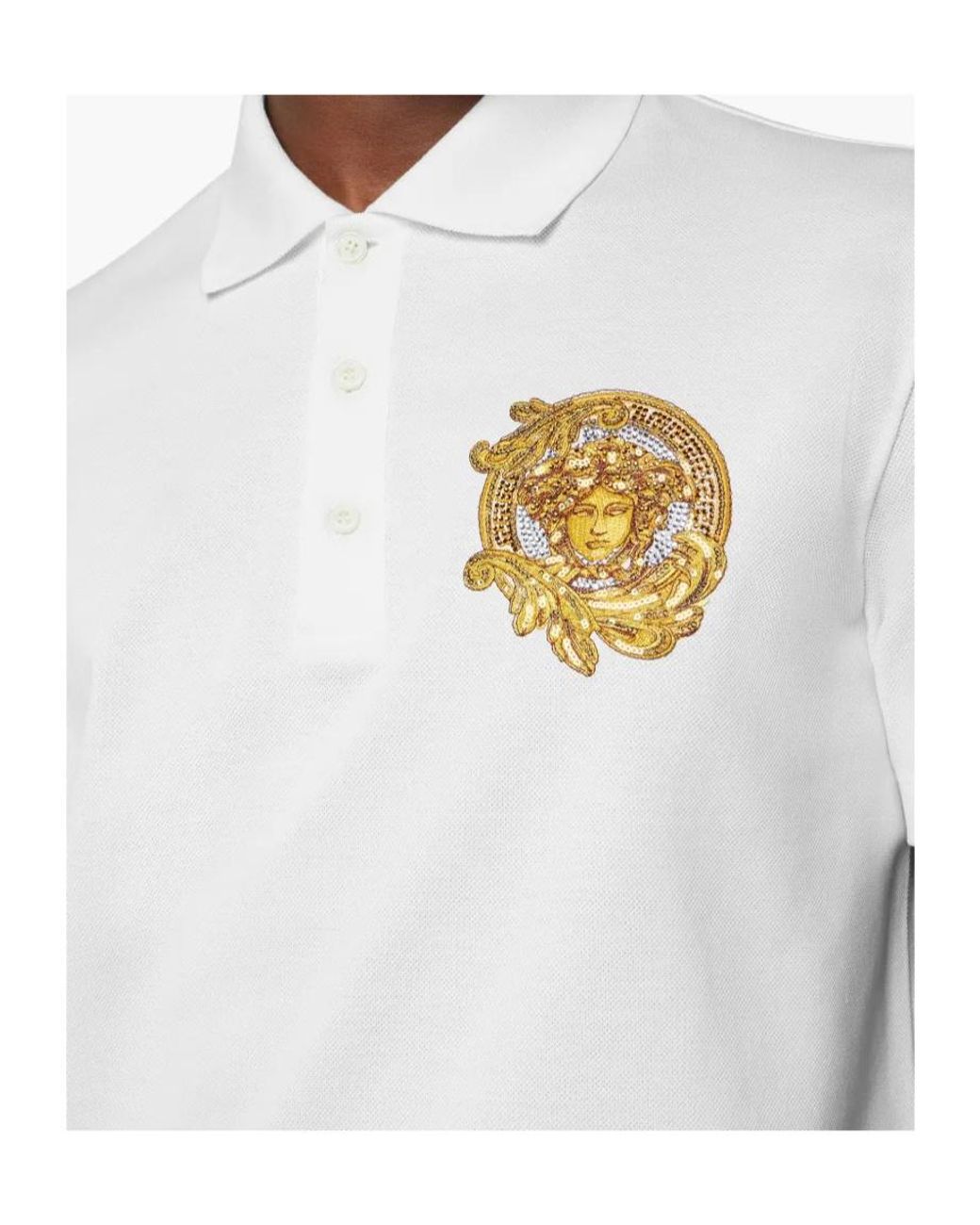 Versace White Cotton Polo Shirt for men