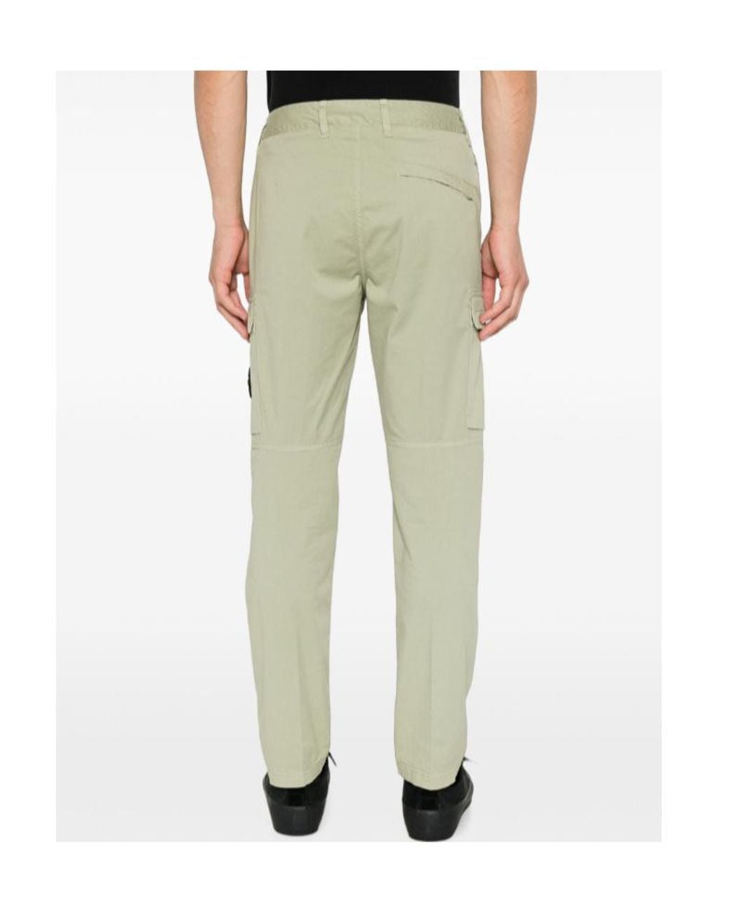 Stone Island Green Logo-Patch Trousers for men