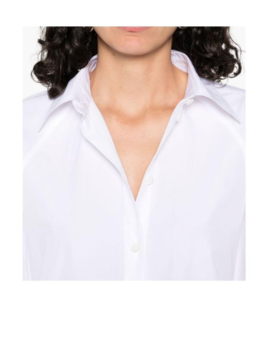 Totême White Totême Curved Hem Raglan-Sleeved Shirt