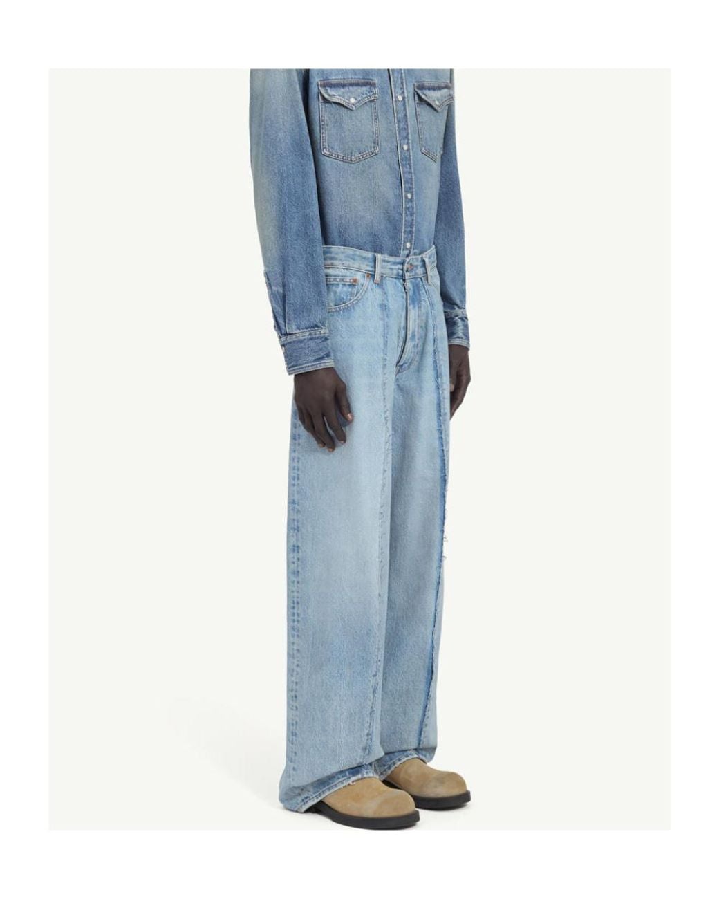 MM6 by Maison Margiela Blue Wide-Leg Panelled Jeans for men