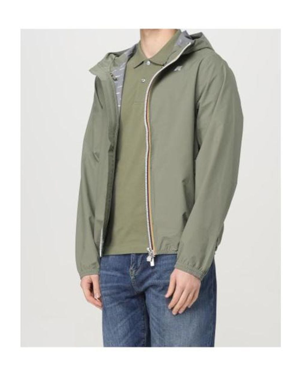 K-Way Green Zip-Up Hooded Jacket for men