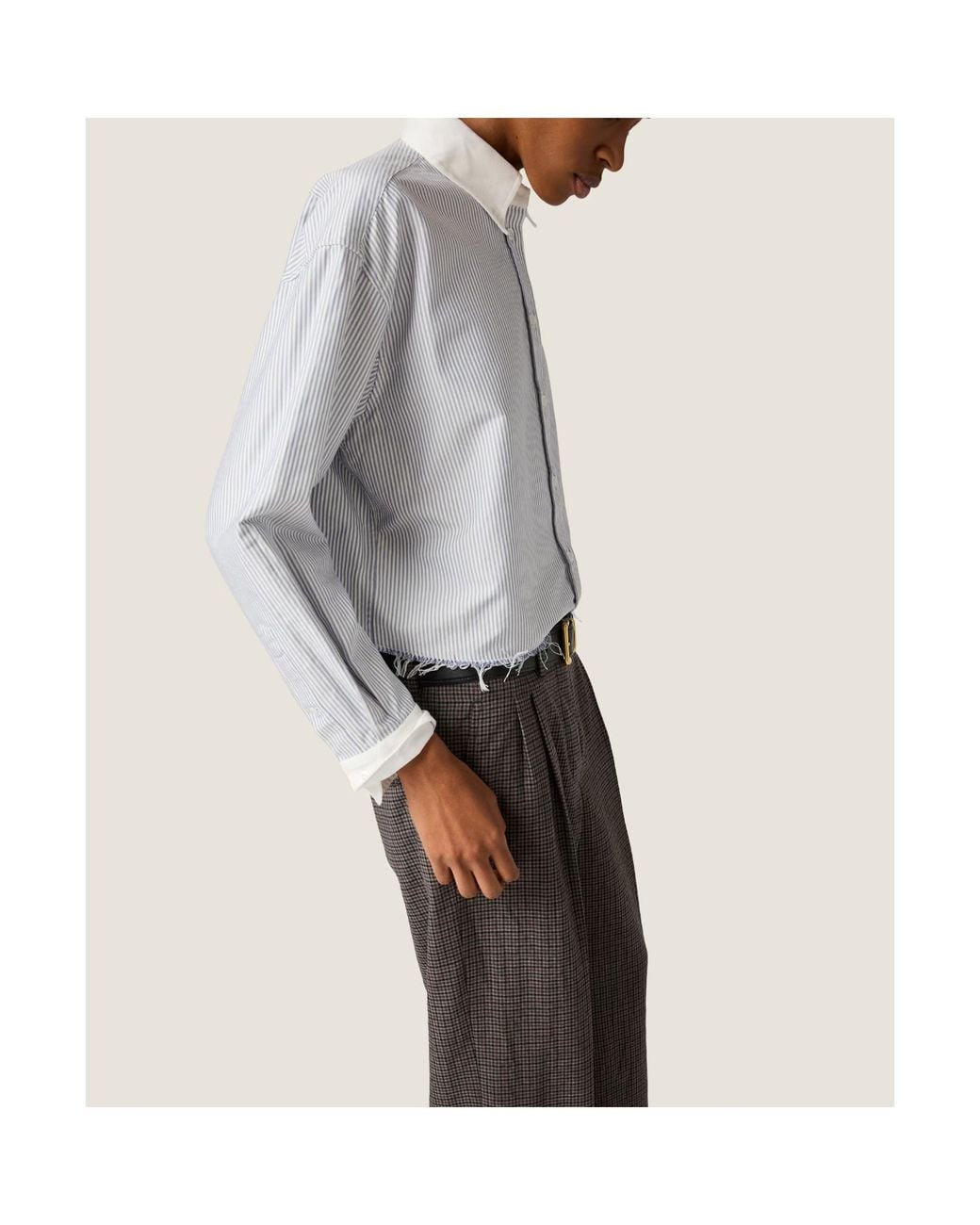 Miu Miu Gray Micro Pinstripe Cotton Shirt