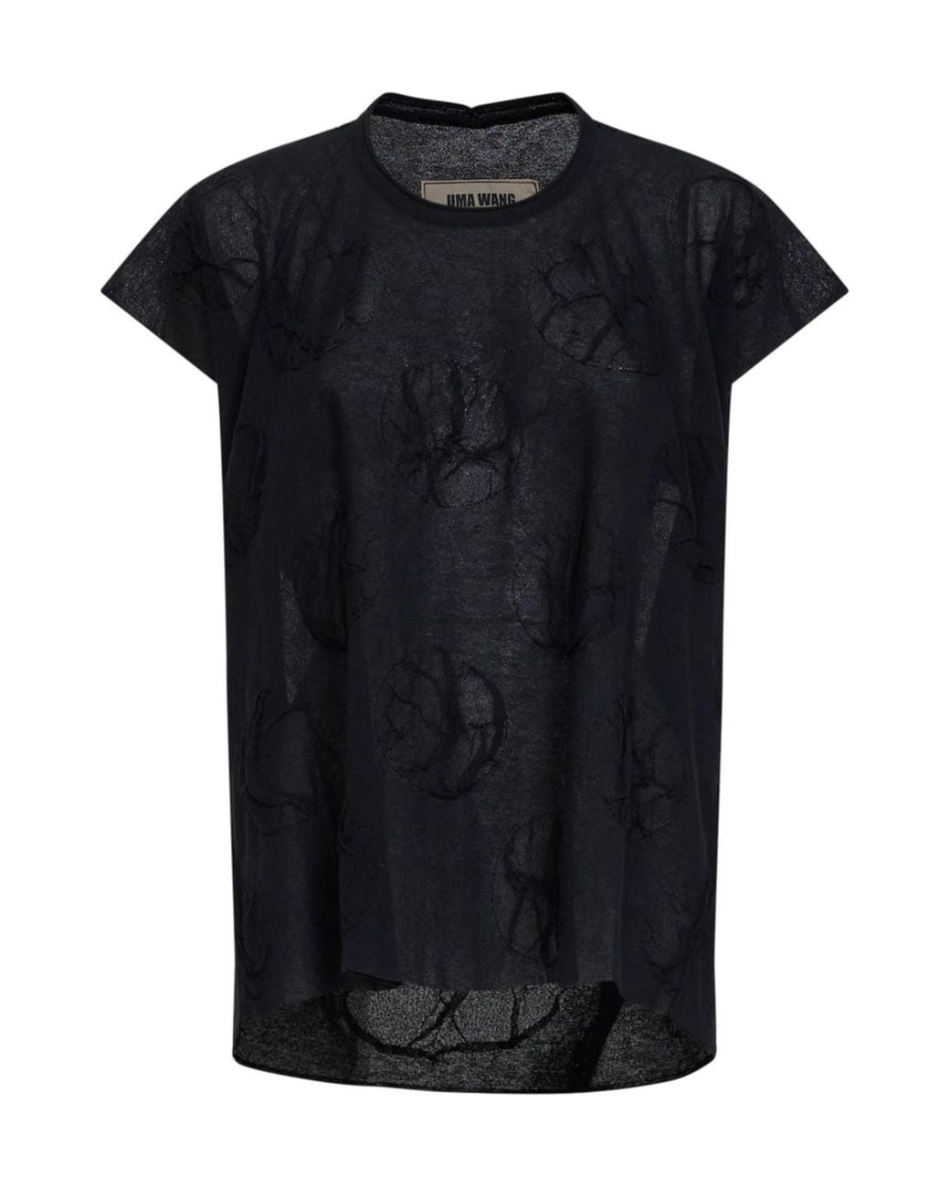 Uma Wang Black Polka Dot Fine Knit Short-Sleeved T-Shirt