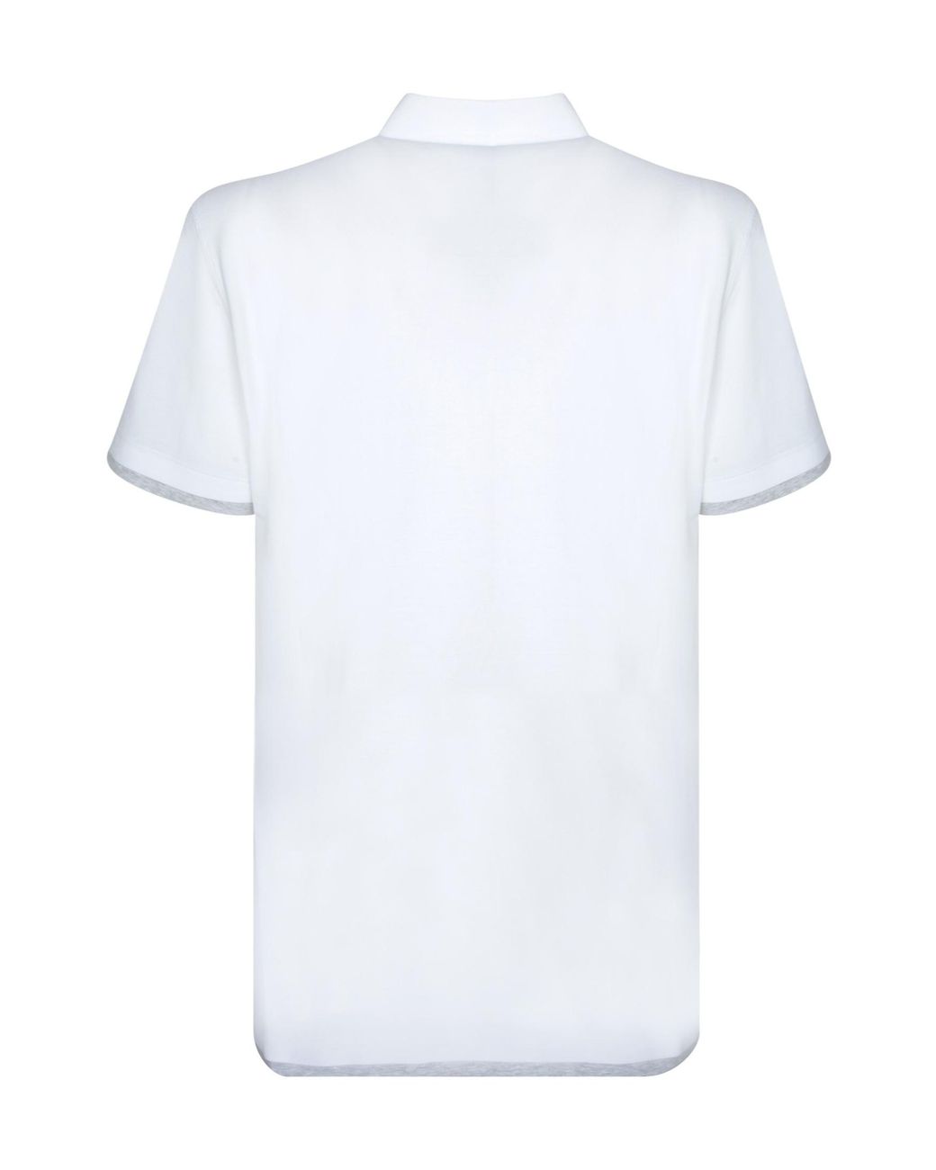 Brunello Cucinelli White Short Sleeved Straight Hem Polo Shirt for men