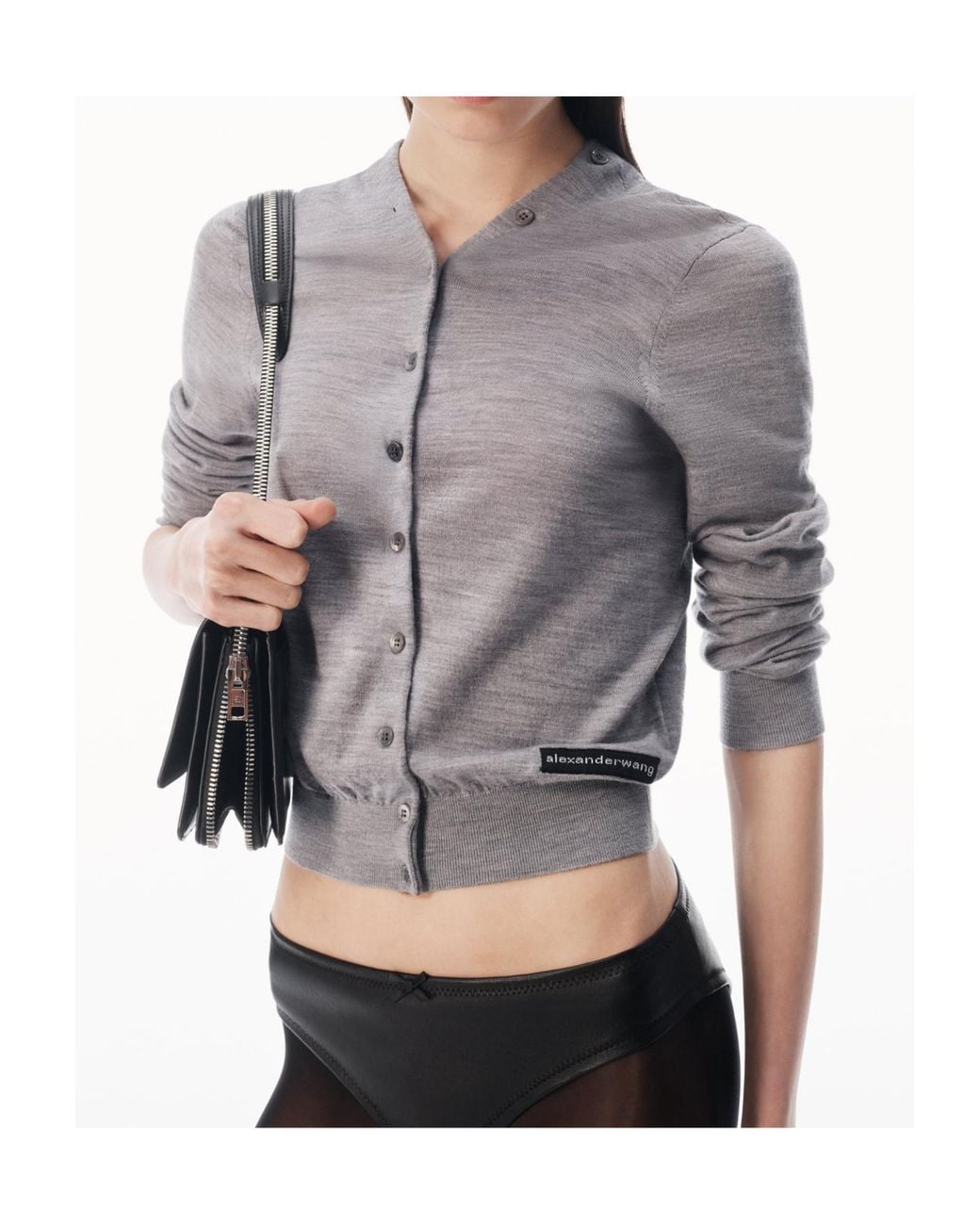 Alexander Wang Gray Button-Front Long Sleeve Cardigan