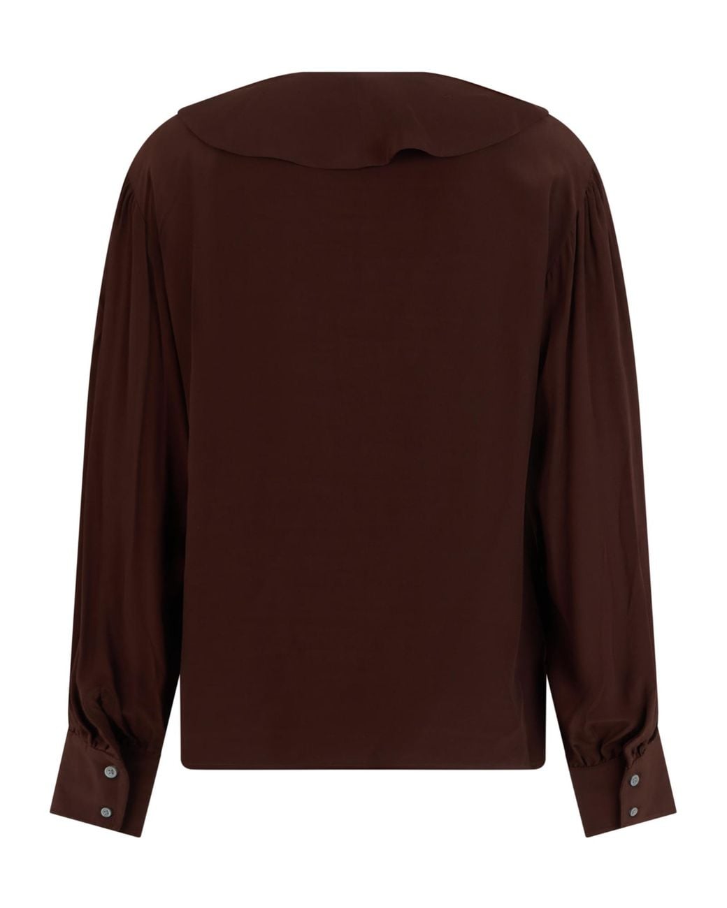 Polo Ralph Lauren Brown Ruffled Long-Sleeve Top