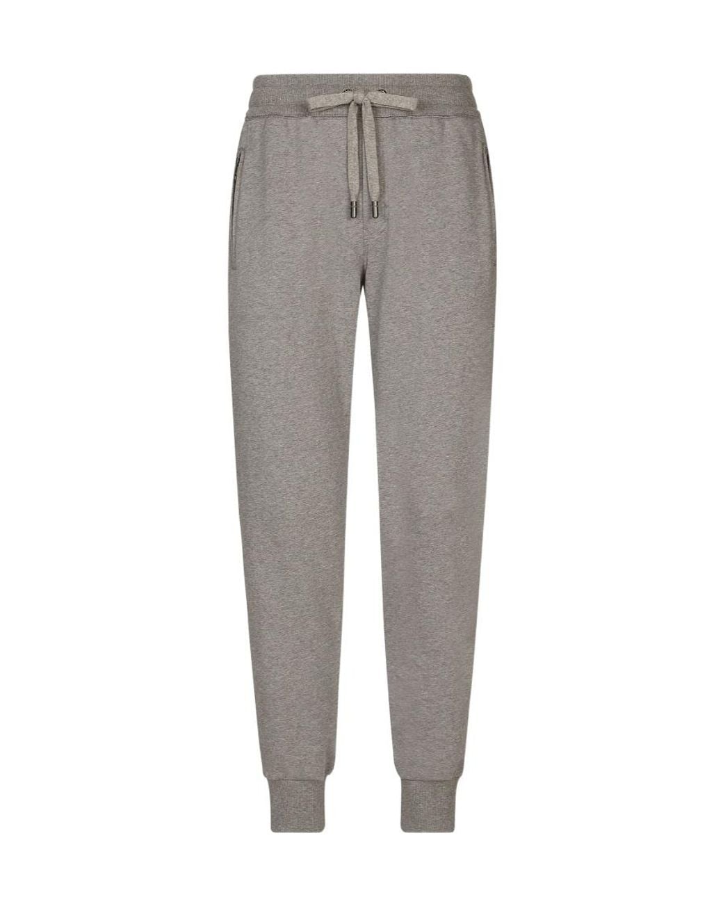 Dolce & Gabbana Gray Logo Plaque Jersey Jogging Pants for men