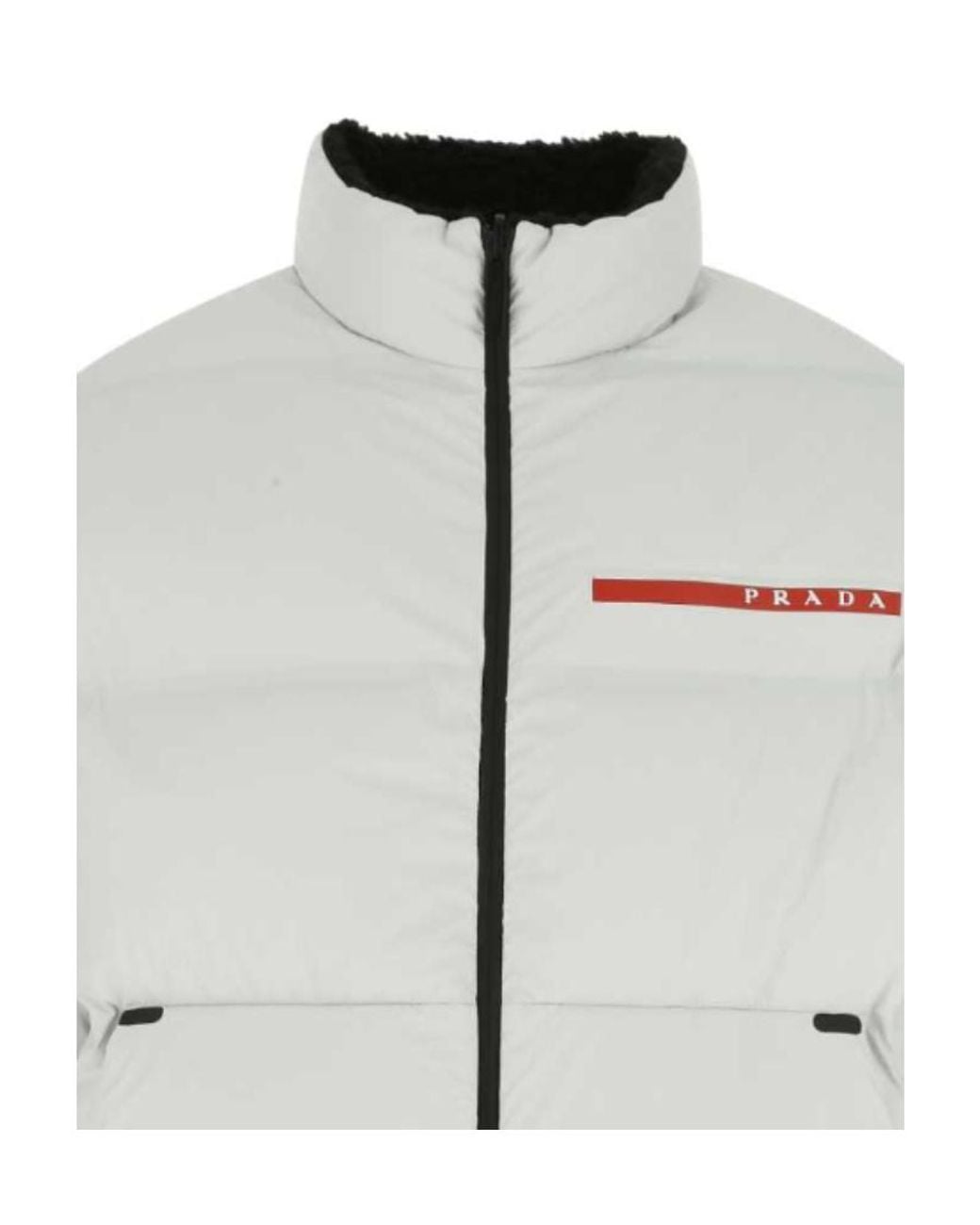 Prada Gray Reversible Cropped Light Re-Nylon Down Jacket for men